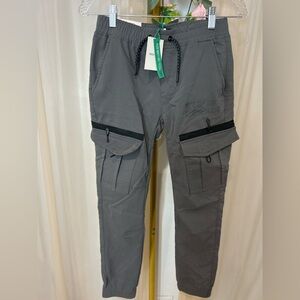 Rock Salt Cargo Jogger Pants Youth L 14/16 Gray Utility Tech Pants